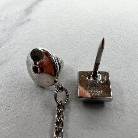 Anson Vintage Sterling Silver Square Lapel Tie Tack Pin - Picture 8 of 8